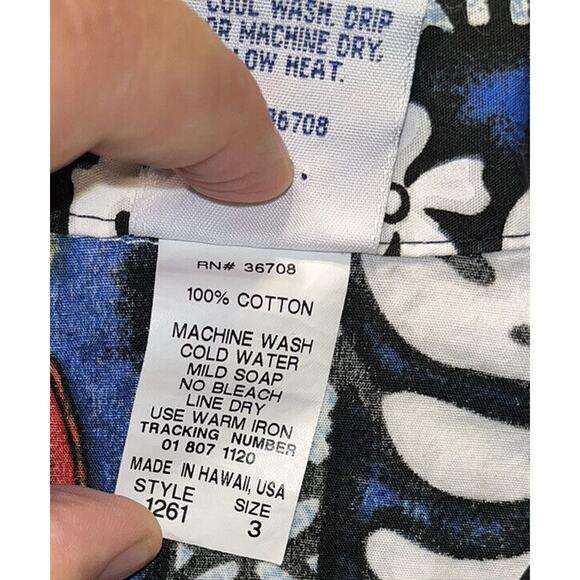 Nui Nalu Hawaii Short Sleeve Surfing Print Shirt Hawaiian Size 3 Blue Floral - Picture 3 of 4